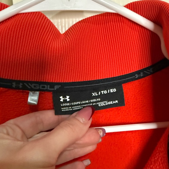 Under Armour Men's 1/4 Zip Up Red Golf Coldgear Loose Fit Pullover Size XL STORM - Picture 6 of 9